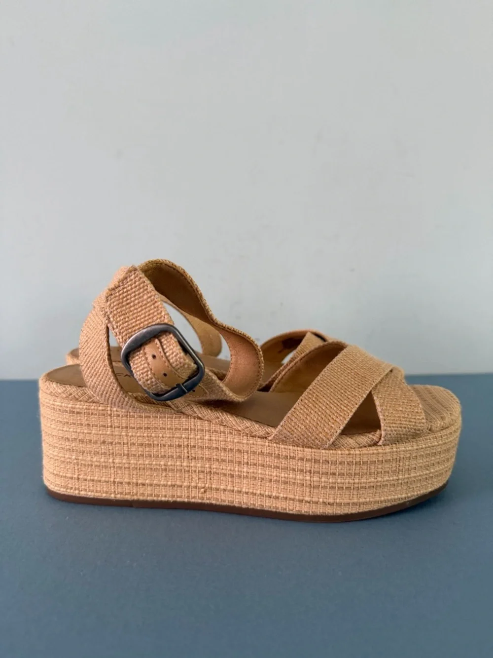 Lucky Brand‎ Bainda Natural Espadrille Wedge Ankle Strap Sandals